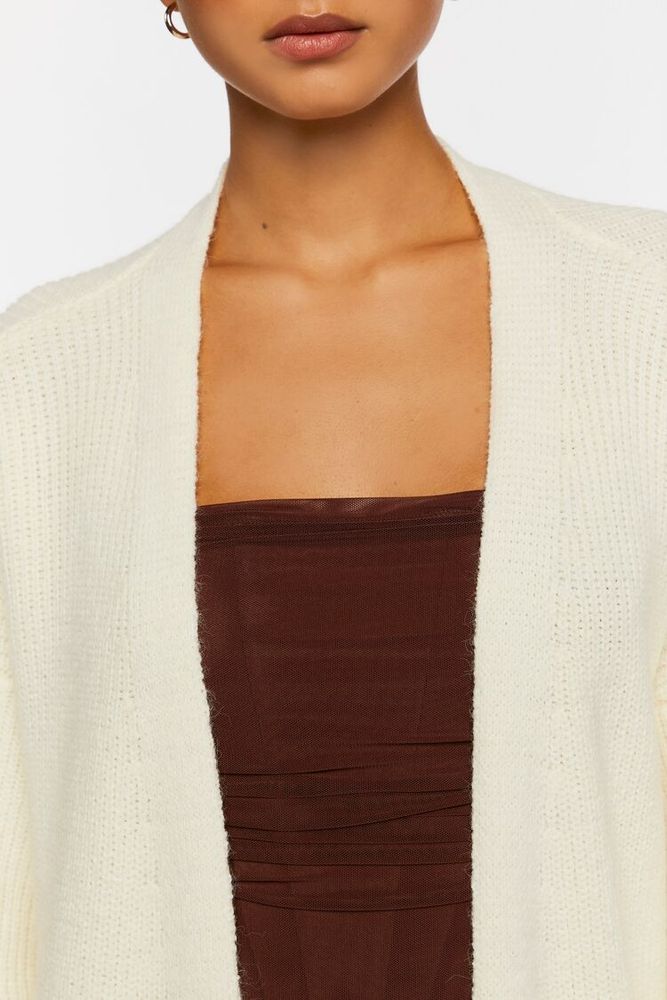 Women's Open-Front Longline Cardigan Sweater Cream