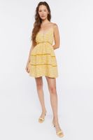 Women's Floral Print Mini Dress in Yellow Medium