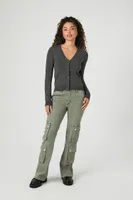 Women's Button-Front Cardigan Sweater in Grey Medium