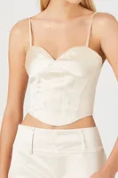 Women's Satin Corset Cropped Cami in Champagne Small