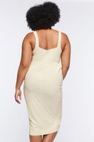 Women's Lace-Up Bodycon Midi Dress in Cream, 0X