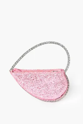 Women's Rhinestone Heart Clutch Bag in Pink