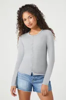 Women's Button-Front Long-Sleeve Top in Harbor Grey Small