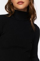 Women's Ribbed Turtleneck Sweater in Black Medium