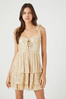 Women's Sequin Ruffle Mini Dress