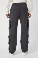 Men Toggle Drawstring Cargo Pants in Dark Grey, XXL