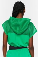 Women's Active Mesh Panel Drawstring Top Green