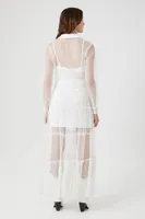 Women's Sheer Tiered Maxi Dress in White Small