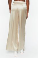 Women's Satin Wide-Leg Split-Hem Pants in Ash Brown Small