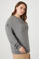 Women's NY Graphic Pullover in Charcoal, 3X