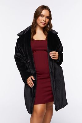 Women's Faux Fur Coat in Black, 4X