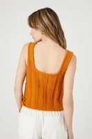 Women's Crochet Sweater-Knit Crop Top in Copper, XL