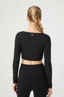 Women's Active Zip-Up Curved-Hem Crop Top