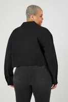 Women's Twill Cropped Shirt in Black, 0X