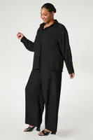 Women's Eyelet Shirt & Pants Set in Black, 0X