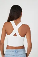 Women's Crisscross Cropped Tank Top White