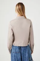 Women's Twill Zip-Up Cropped Shacket in Mauve Small