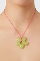 Women's Flower Pendant Necklace in Pink/Green