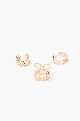 Women's Peace Sign & Heart Toe Ring Set in Gold