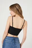 Women's Ribbed Corset Cropped Cami in Black Small