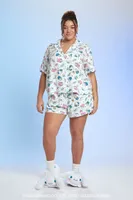 Women's Hello Kitty & Friends Shirt & Shorts Pajama Set in Ivory, 1X