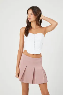 Women's Pleated Mini Skirt in Mauve Medium