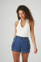 Women's Retro High-Rise Denim Shorts in Dark Denim Medium