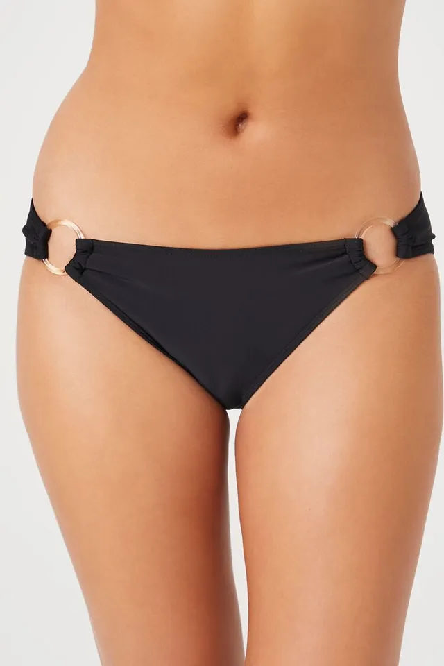 Forever 21 Women's O-Ring Brazilian Bikini Bottoms in Black, XL