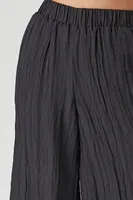 Women's Crinkled Micropleated Culottes in Black, XS