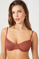 Women's Glitter Knit Bikini Top in Rust/Gold Large