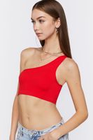 Women's One-Shoulder Crop Top in Tomato, M/L