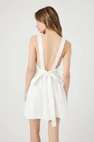 Women's Poplin Tie-Back A-Line Mini Dress in White, XL