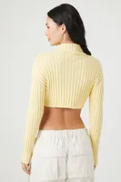 Women's Cropped Turtleneck Sweater in Pale Banana, XL