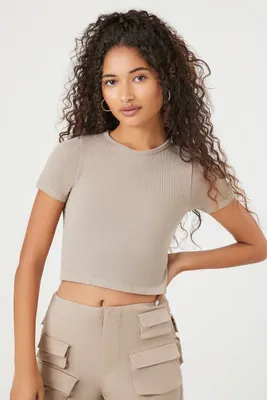 Women's Seamless Cropped T-Shirt in Goat Small