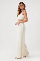 Women's Chiffon Crop Top & Pants Set Ivory