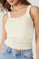 Women's Pointelle Sweater-Knit Tank Top in Cream Medium