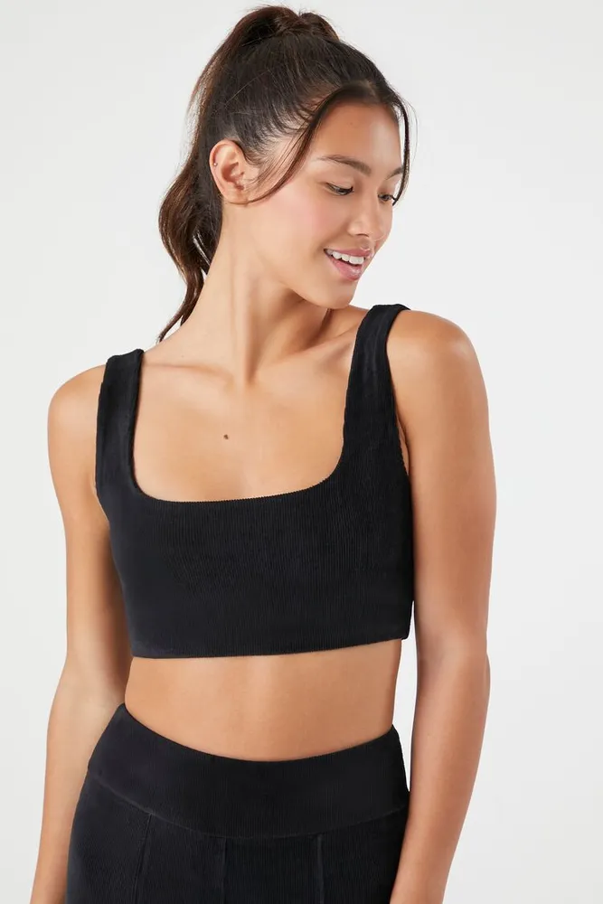 Forever 21 Women's Active Corduroy Sports Bra in Black Large
