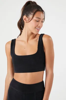 Women's Active Corduroy Sports Bra in Black Medium