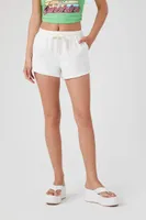 Women's Frayed Drawstring Shorts in Ivory Small