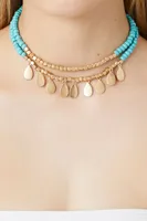 Women's Layered Beaded Necklace in Gold/Blue