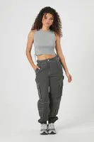 Women's Ruched Drawstring Crop Top Heather