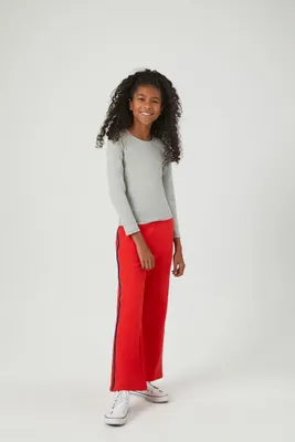 Girls Striped Flare Pants (Kids) in Red, 5/6