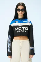 Women's Moto Sport Cropped Jacket in Black Large