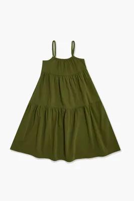 Girls Babydoll Cami Dress (Kids) in Olive, 13/14