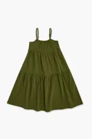 Girls Babydoll Cami Dress (Kids) in Olive, 13/14