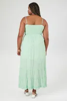 Women's Smocked Cutout Maxi Dress in Jade, 3X