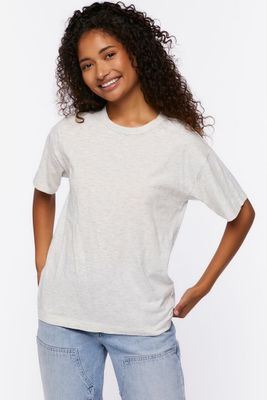 Women's Dropped-Sleeve Crew T-Shirt in Heather Grey Large