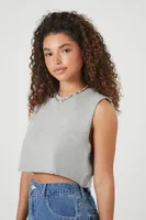 Women's Cropped Muscle T-Shirt in Heather Grey, XL