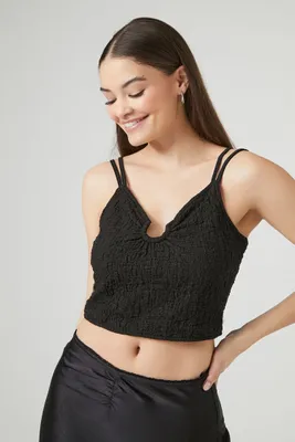 Women's Crinkled O-Ring Cropped Cami