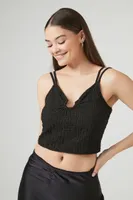 Women's Crinkled O-Ring Cropped Cami